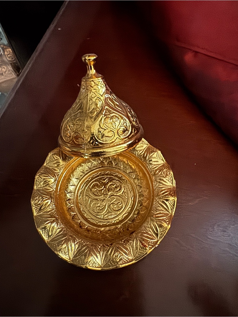 Gold-Tone Decorative Trinket Dish with Lid